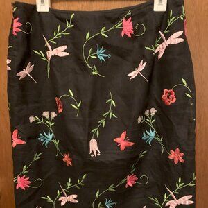 Pursuit LTD Size 10 Embroidered with Dragonflies and Butterflies Black Skirt